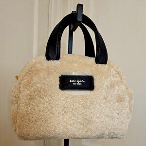 Kate Spade Apres Chic Faux Shearling Satchel - Natural NWT
